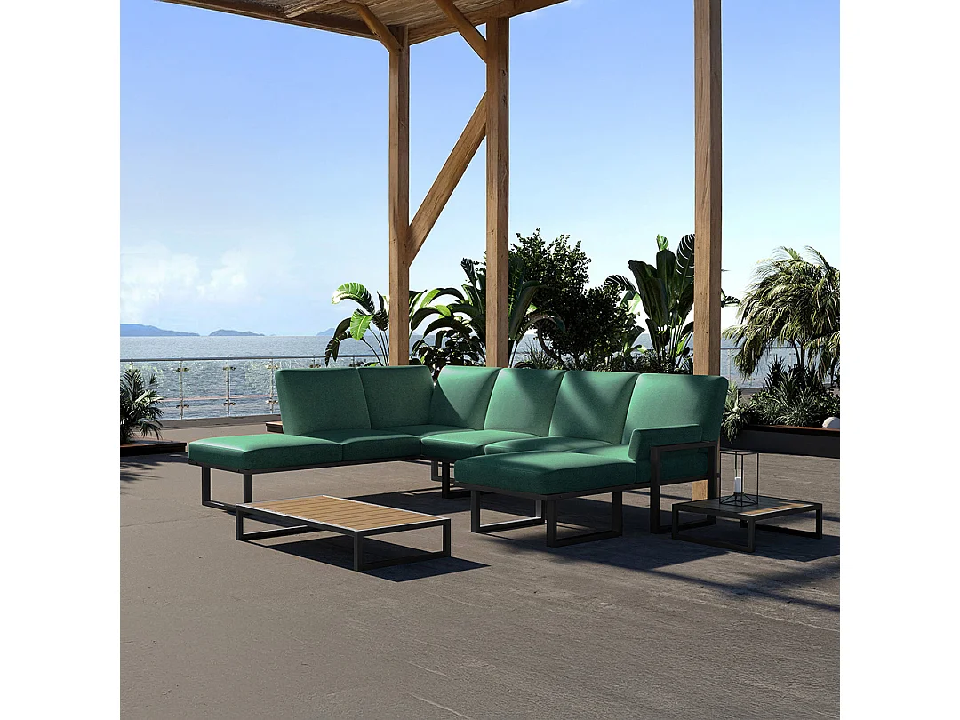 Soledo panoramische bank diepgroen - antraciet frame