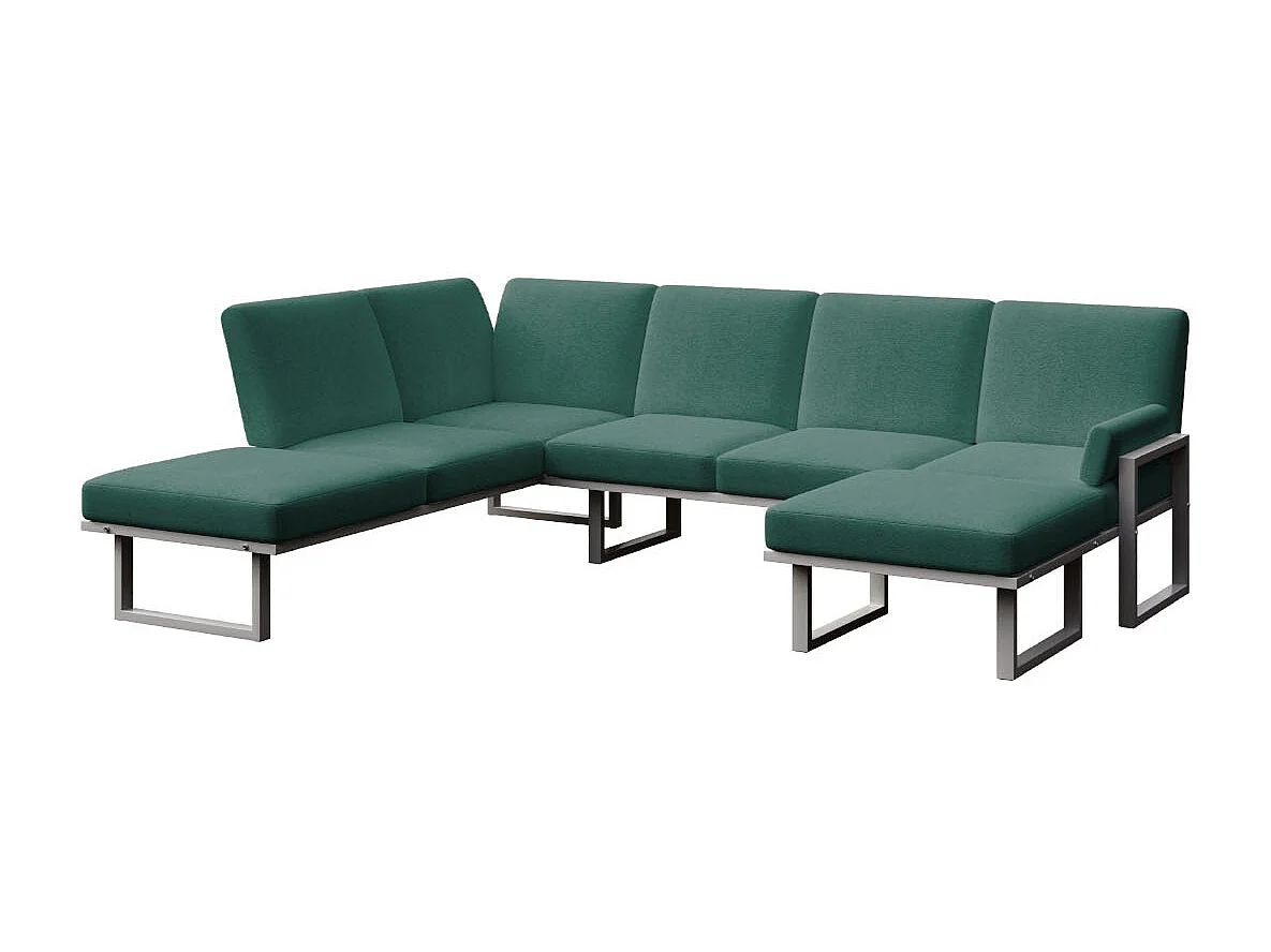 Soledo panoramische bank diepgroen - antraciet frame