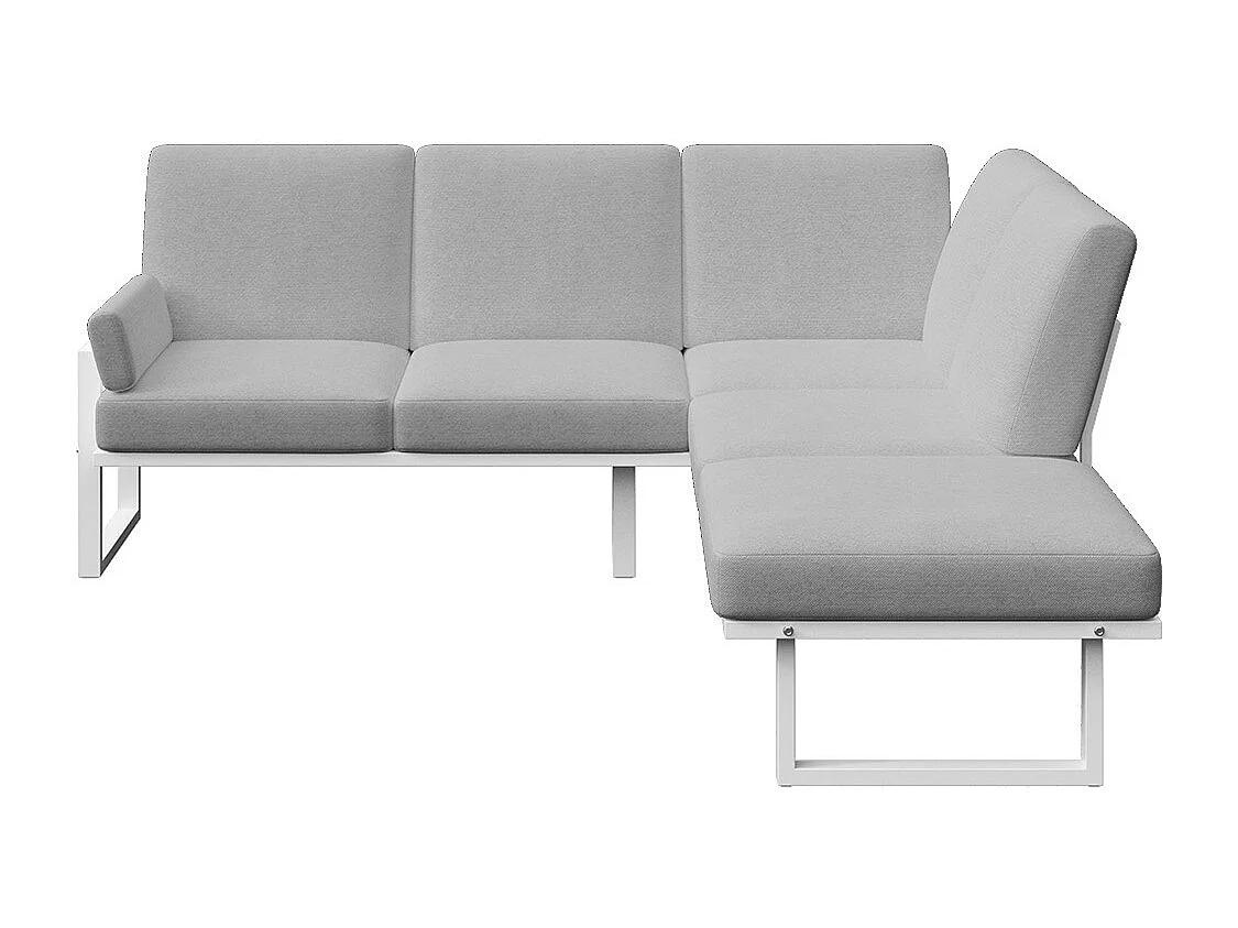 Soledo panoramische bank lichtgrijs - wit frame