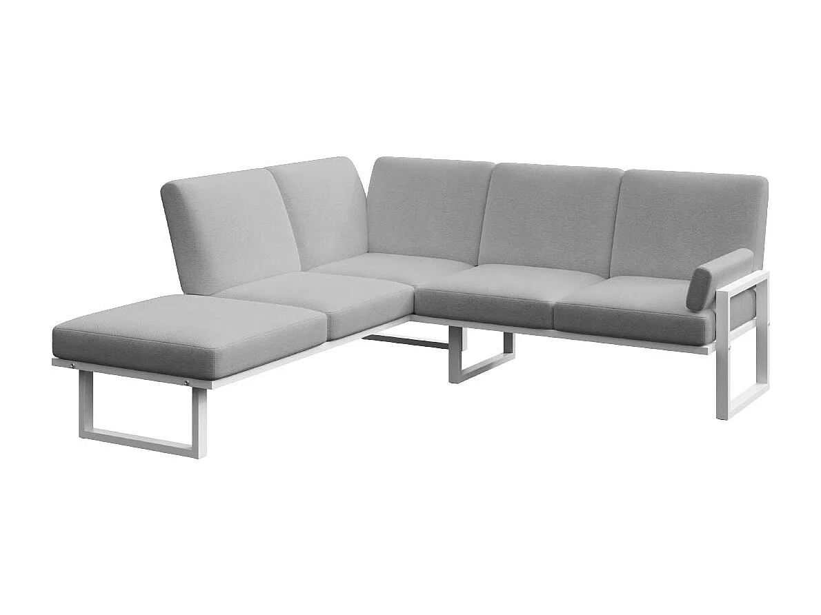 Soledo panoramische bank lichtgrijs - wit frame