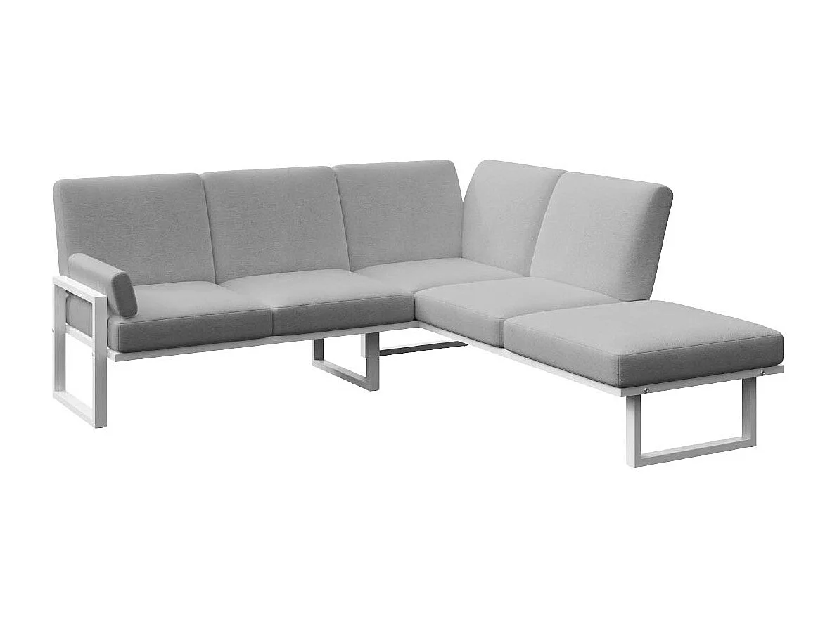 Soledo panoramische bank lichtgrijs - wit frame