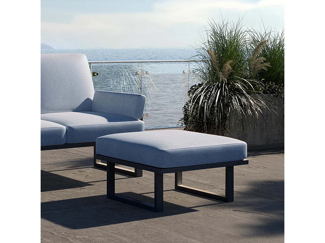 Pouf Soledo Bleu clair - Structure anthracite