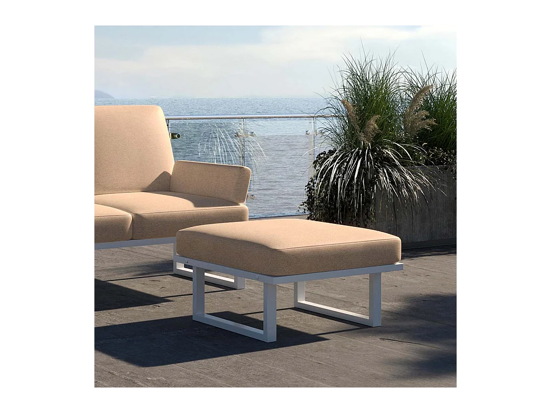 Pouf Soledo Cappucino - Cadre blanc