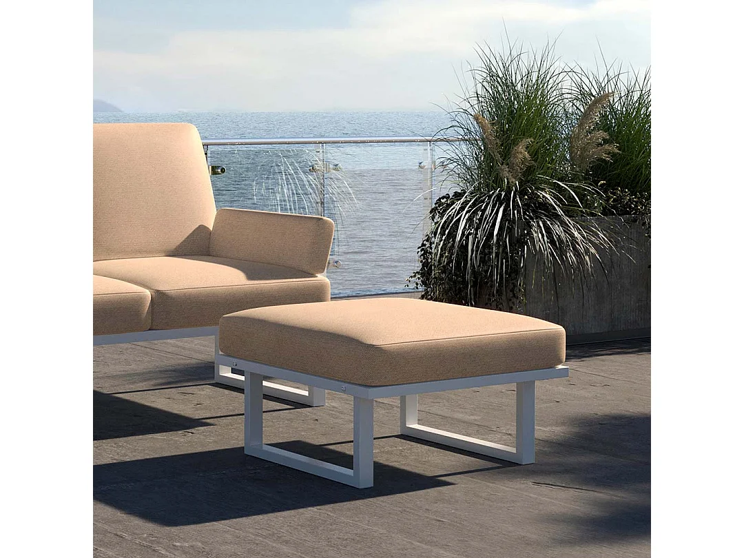 Soledo poef cappucino - wit frame