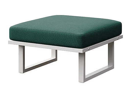 Pouf Soledo Vert profond - Cadre blanc