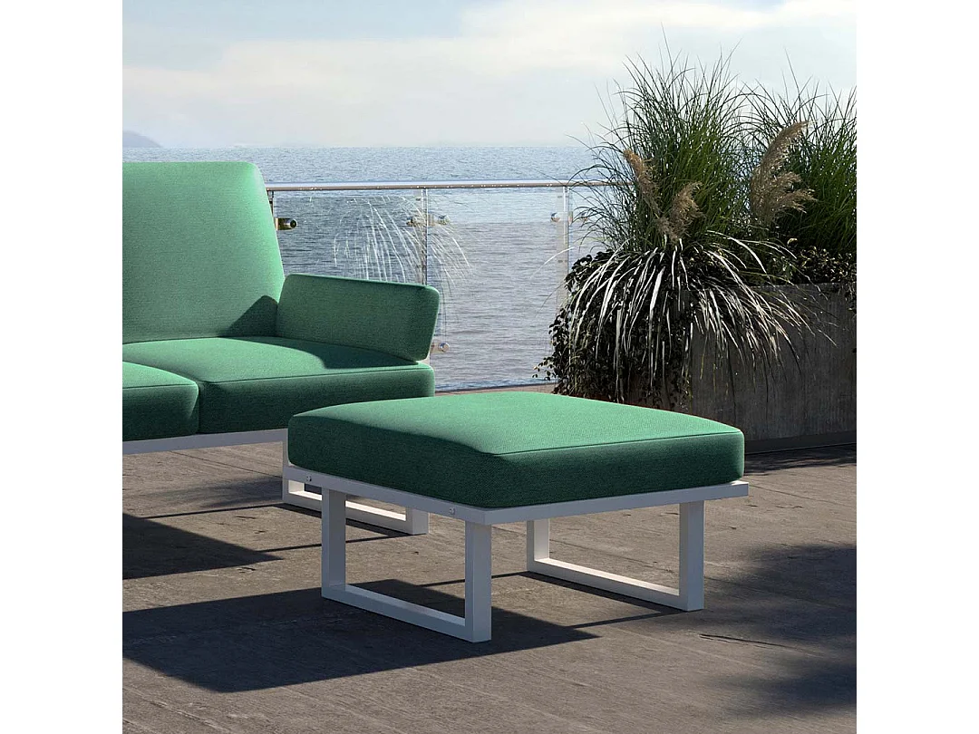 Pouf Soledo Vert profond - Cadre blanc