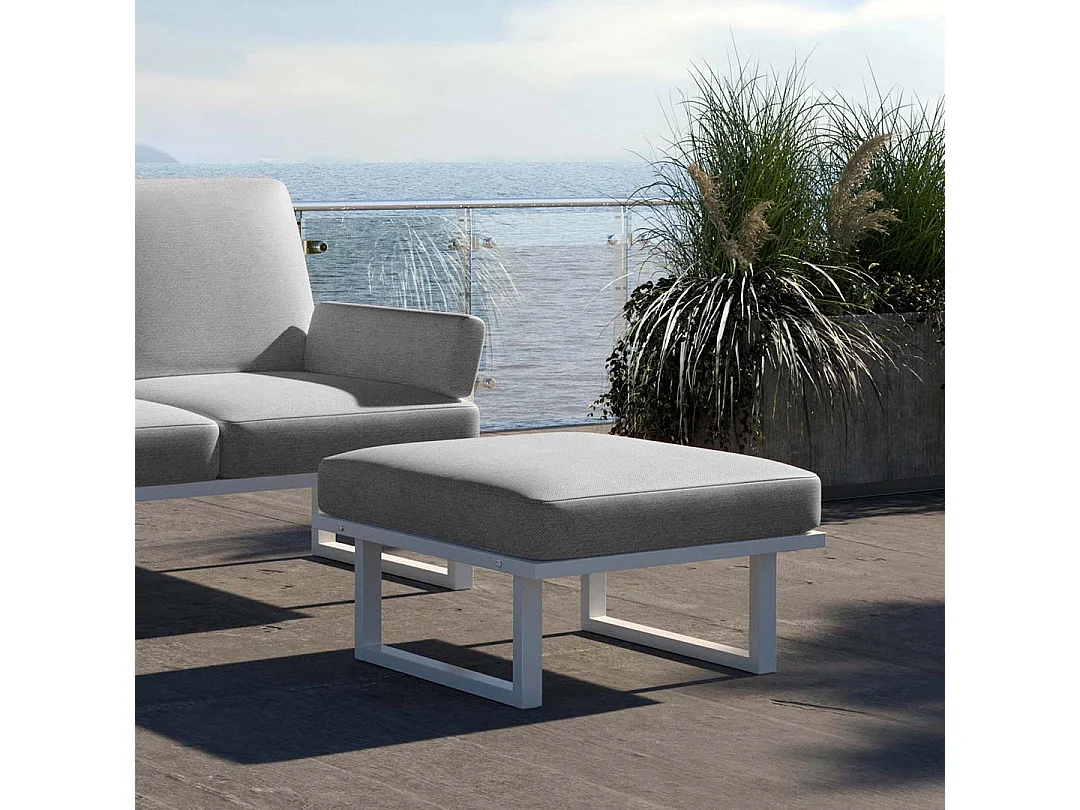 Pouf Soledo Gris clair - Cadre blanc