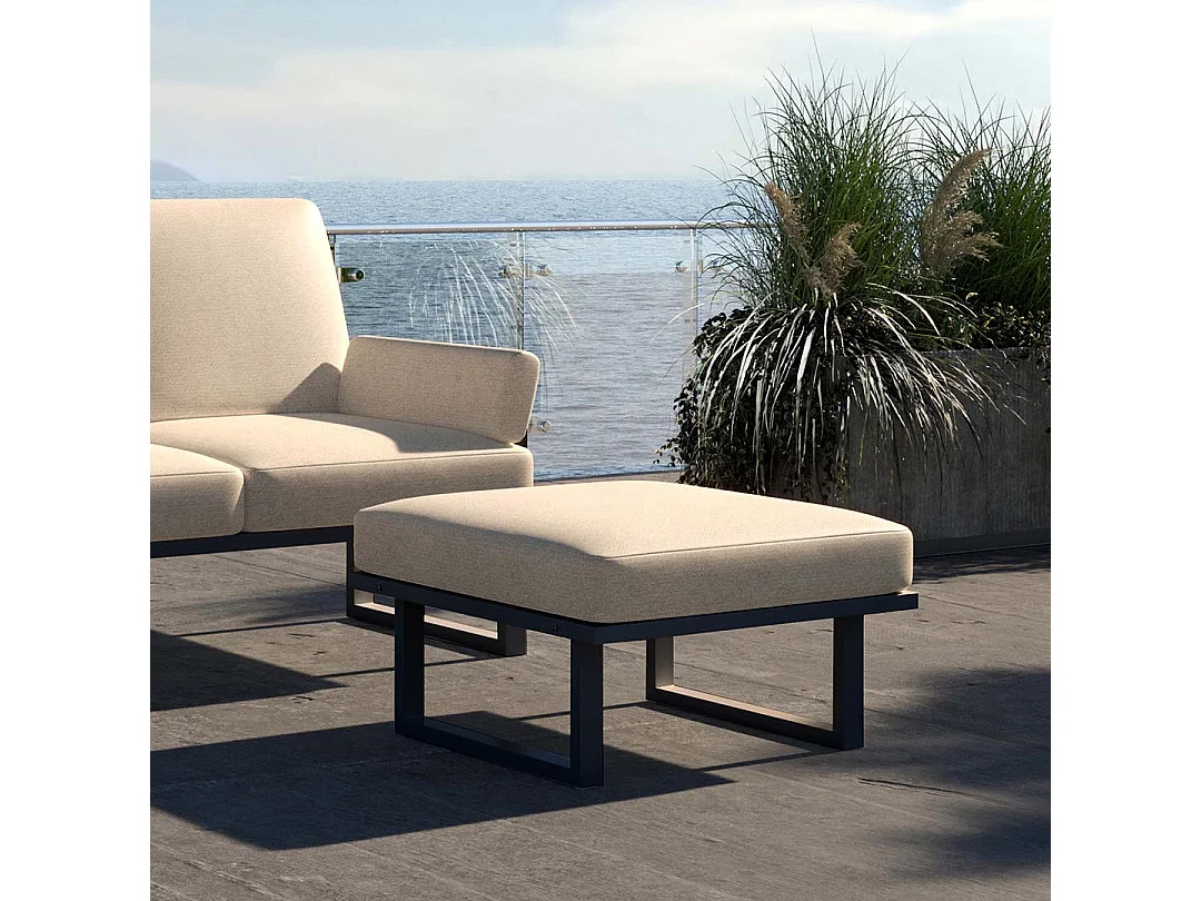 Pouf Soledo Beige clair - Structure Anthracite