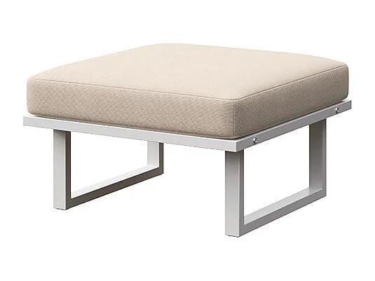 Pouf Soledo Beige clair - Cadre blanc