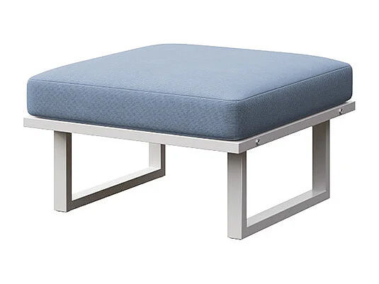 Pouf Soledo Bleu clair - Cadre blanc