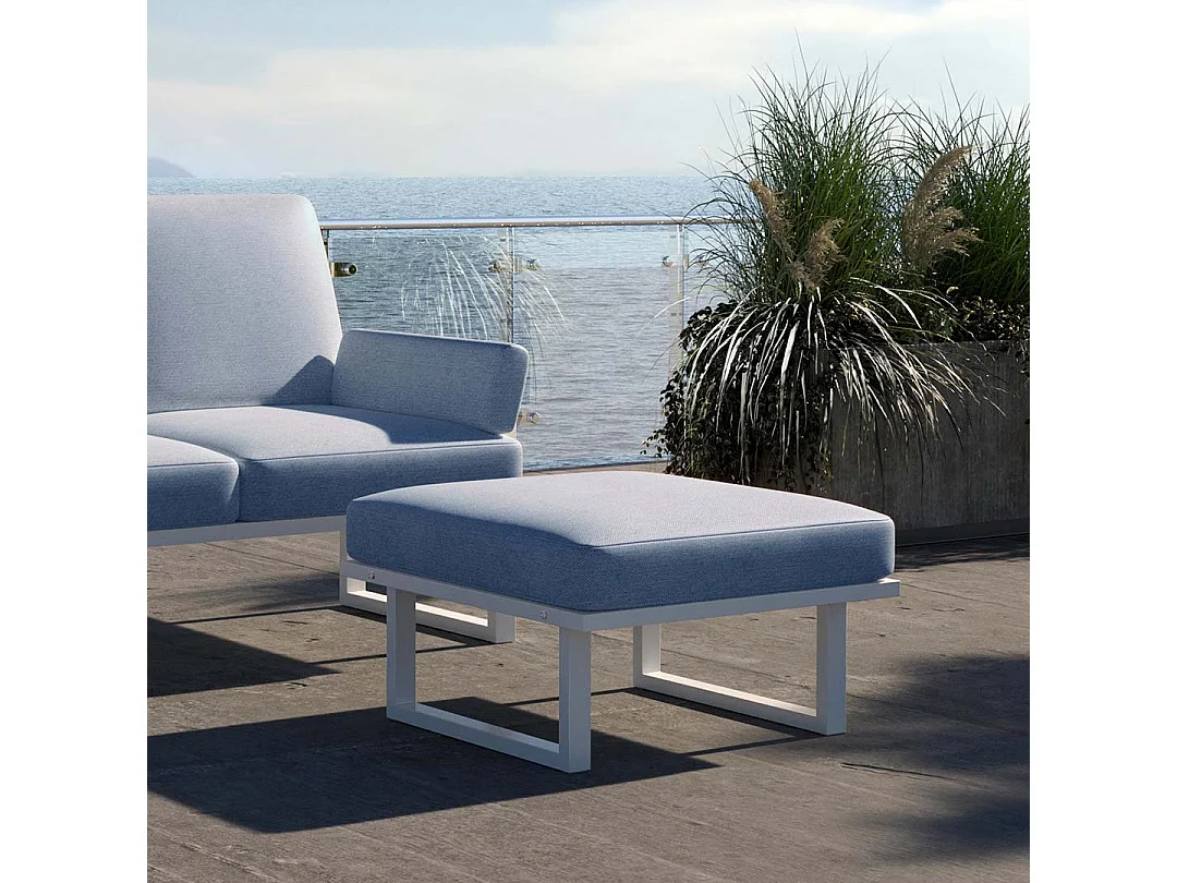 Pouf Soledo Bleu clair - Cadre blanc