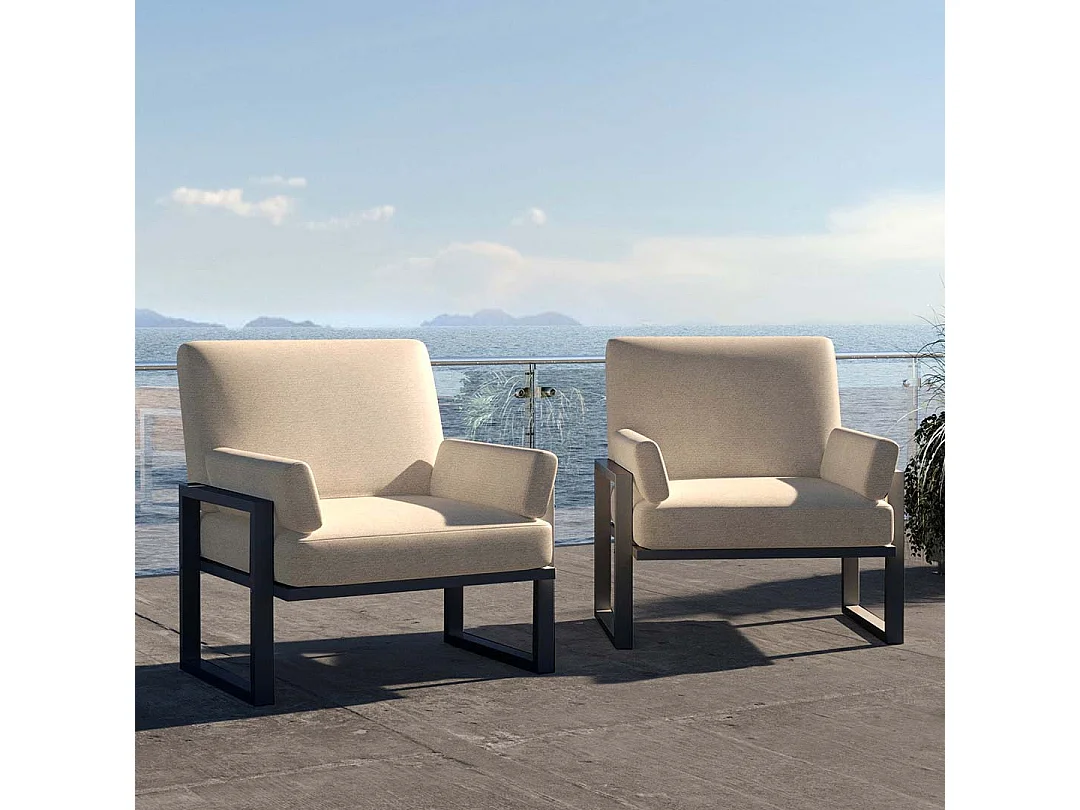 Fauteuil Soledo Beige clair - Structure Anthracite