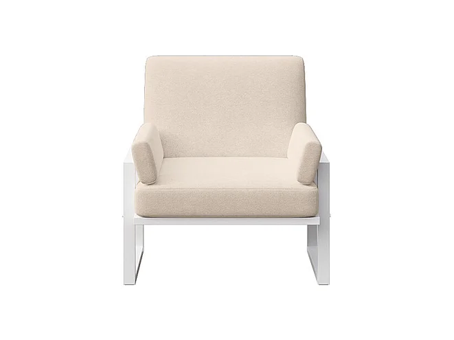 Fauteuil Soledo Beige clair - Cadre blanc