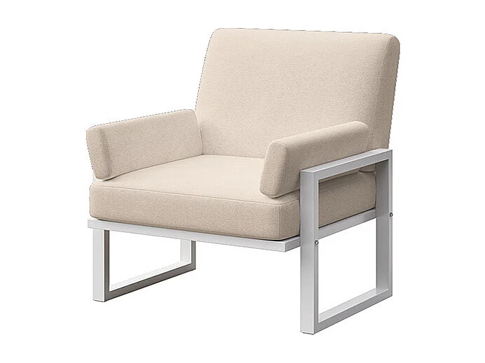 Fauteuil Soledo Beige clair - Cadre blanc