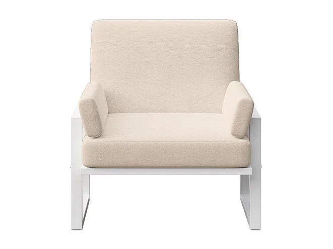 Fauteuil Soledo Beige clair - Cadre blanc