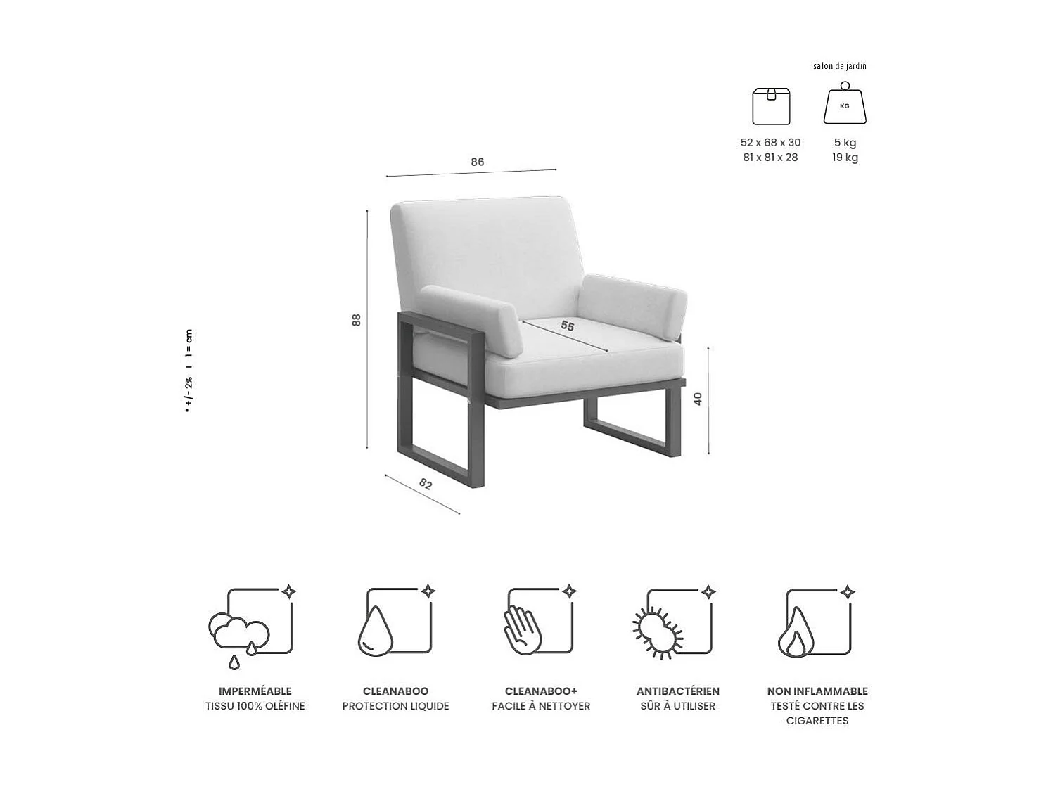 Fauteuil Soledo Beige clair - Cadre blanc