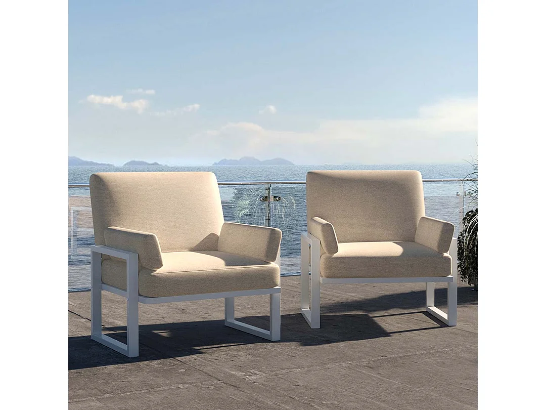 Fauteuil Soledo Beige clair - Cadre blanc