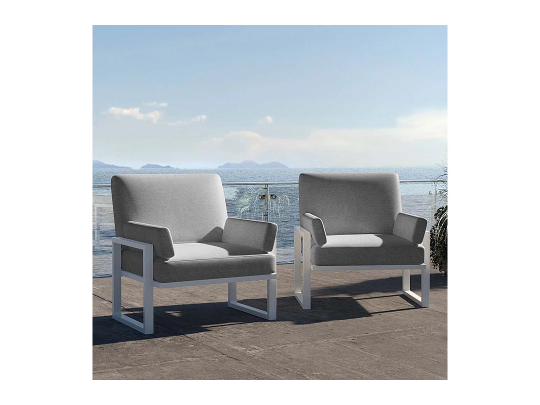 Soledo fauteuil lichtgrijs - wit frame