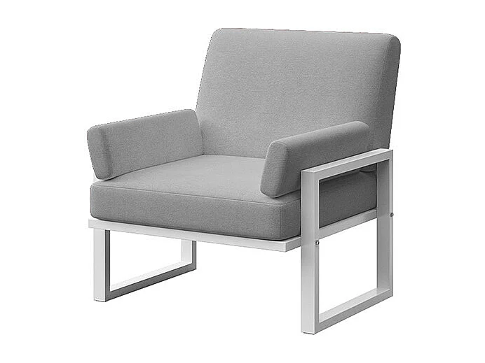 Soledo fauteuil lichtgrijs - wit frame