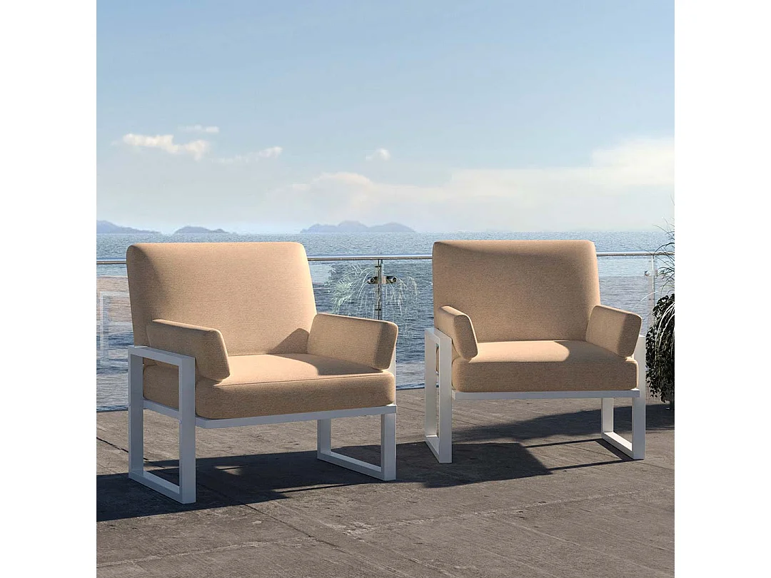 Fauteuil Soledo Cappucino - Cadre blanc