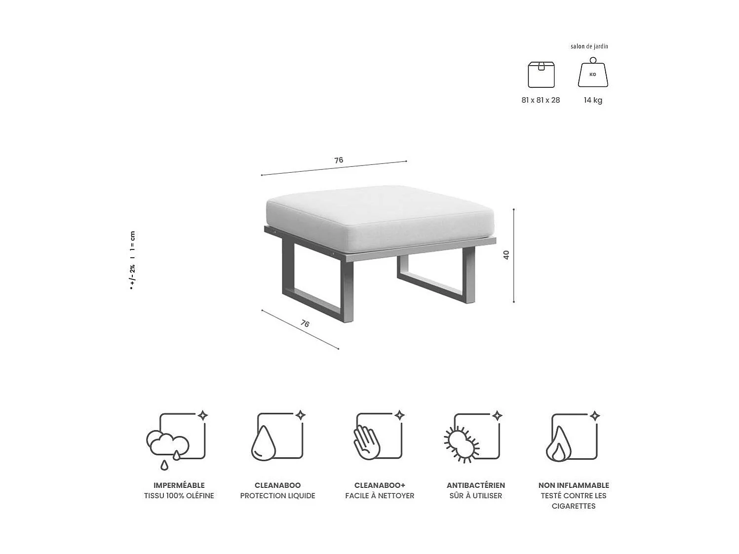Soledo poef cappuccino - antraciet structuur