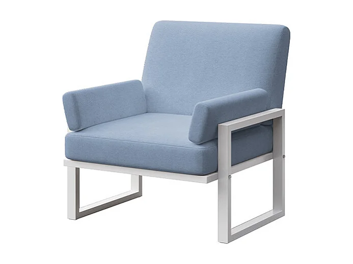 Fauteuil Soledo Bleu clair - Cadre blanc