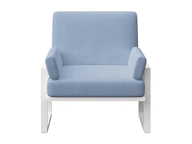 Fauteuil Soledo Bleu clair - Cadre blanc