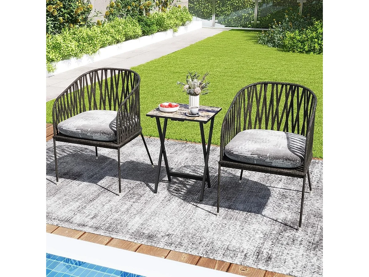 4er Set Gartentisch klappbar wetterfester Bistrotisch Outdoor aus Holz 48 x 40 x 67 cm Schwarz