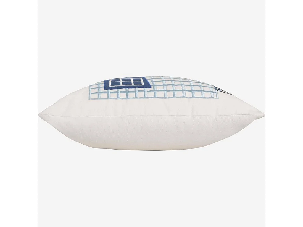 Habitat - Coussin brodé en coton - 45 x 45 cm - Bleu - Design by Floriane Jacques - Dedale