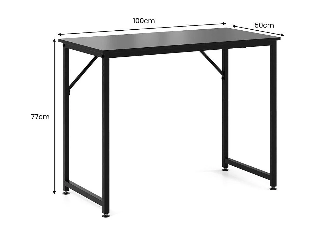 Scrivania per PC portatile con piedini regolabili, Scrivania in metallo per ufficio conferenze 100x50x77cm Nero