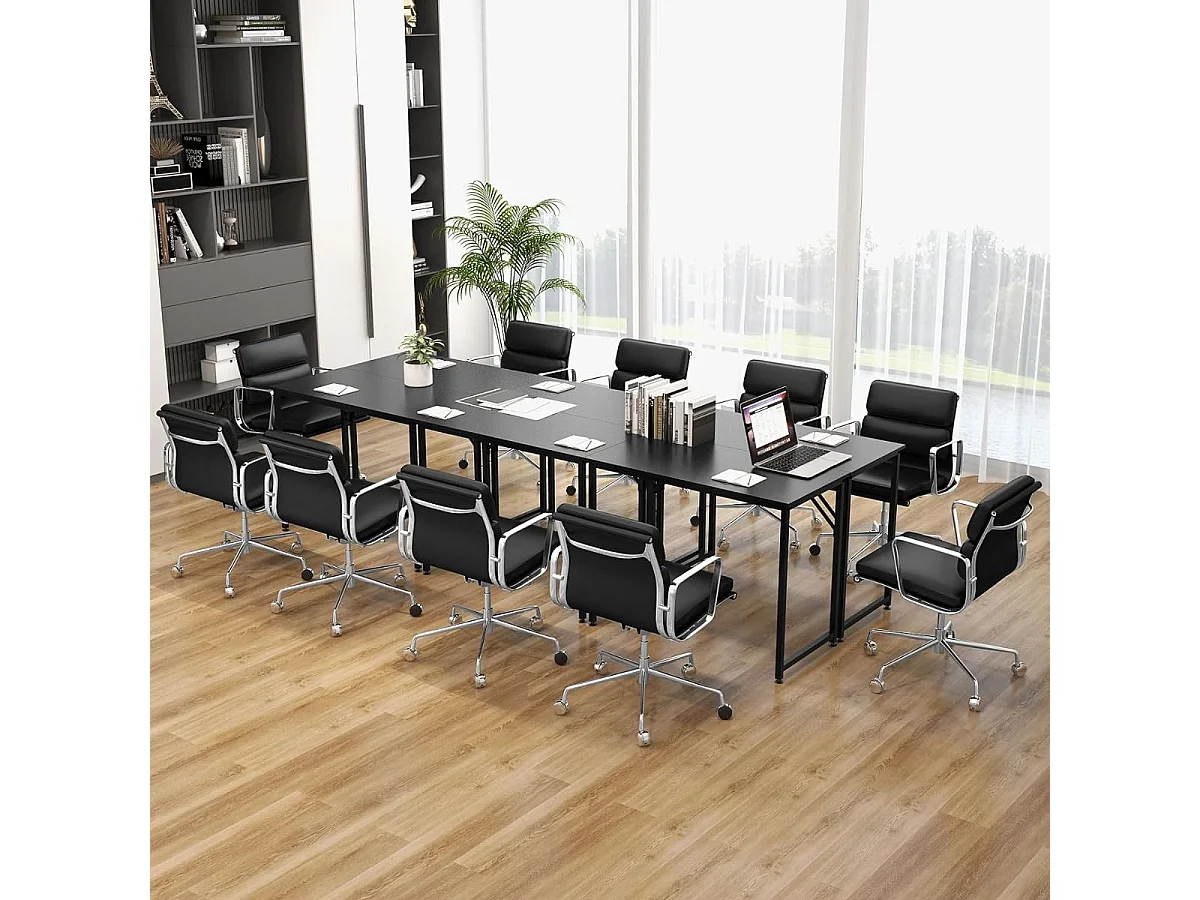 Scrivania per PC portatile con piedini regolabili, Scrivania in metallo per ufficio conferenze 100x50x77cm Nero