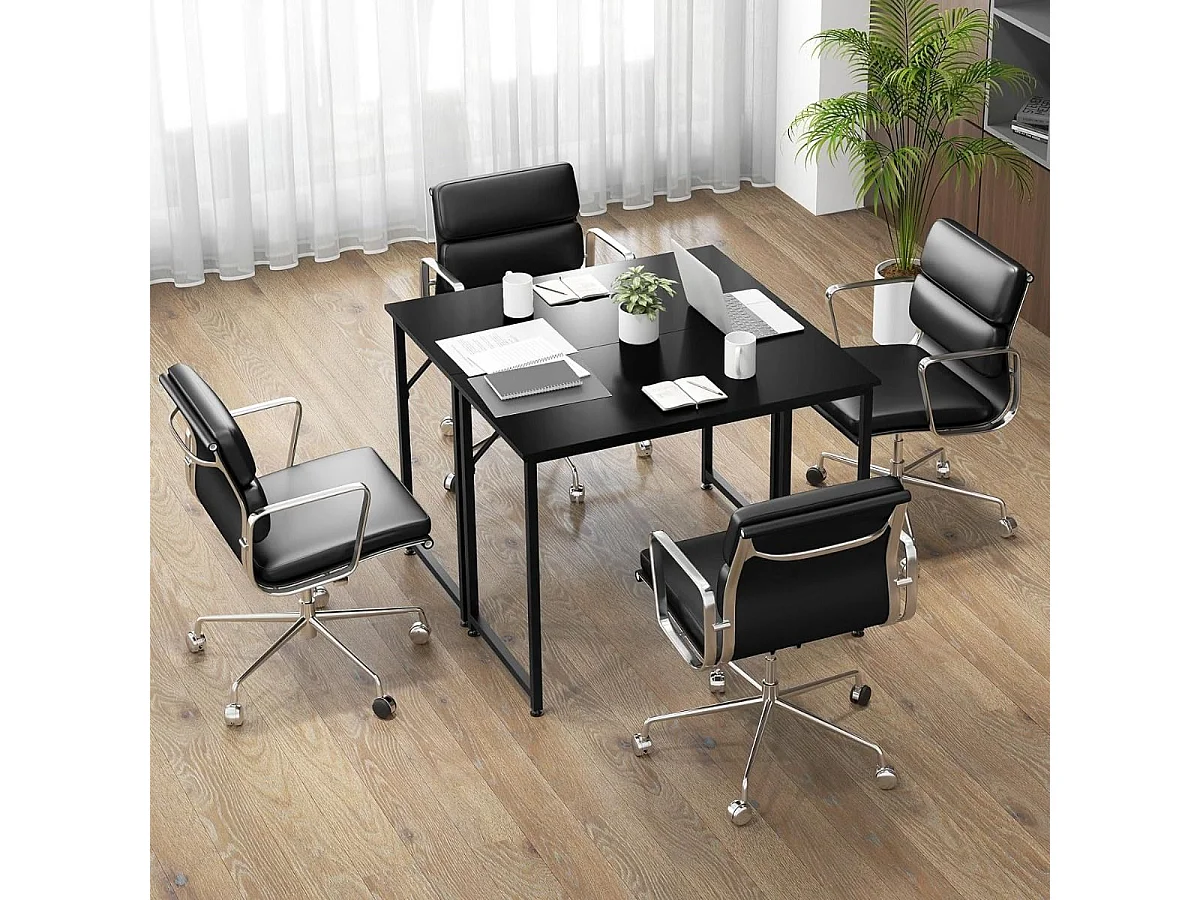 Scrivania per PC portatile con piedini regolabili, Scrivania in metallo per ufficio conferenze 100x50x77cm Nero