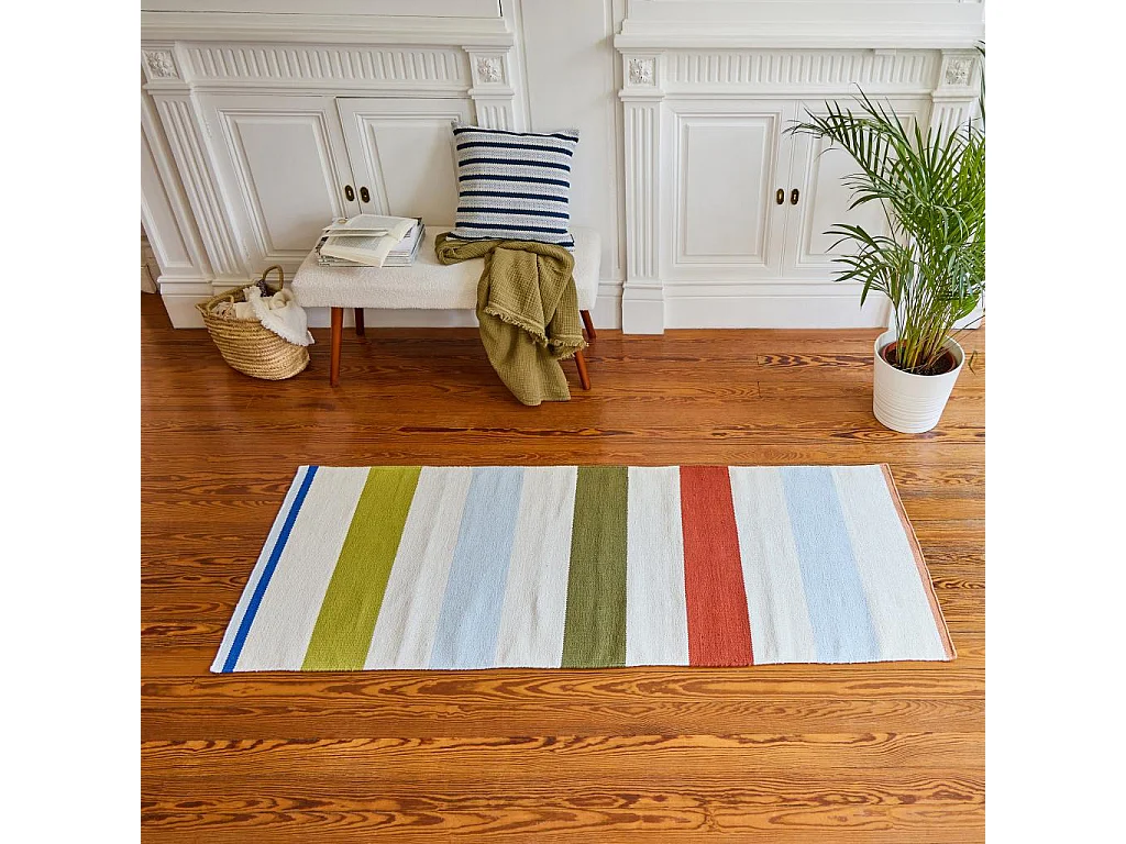 Habitat - Tapis tissé en coton - 75 x 180 cm - Vert kaki - Design by Floriane Jacques - Claudie