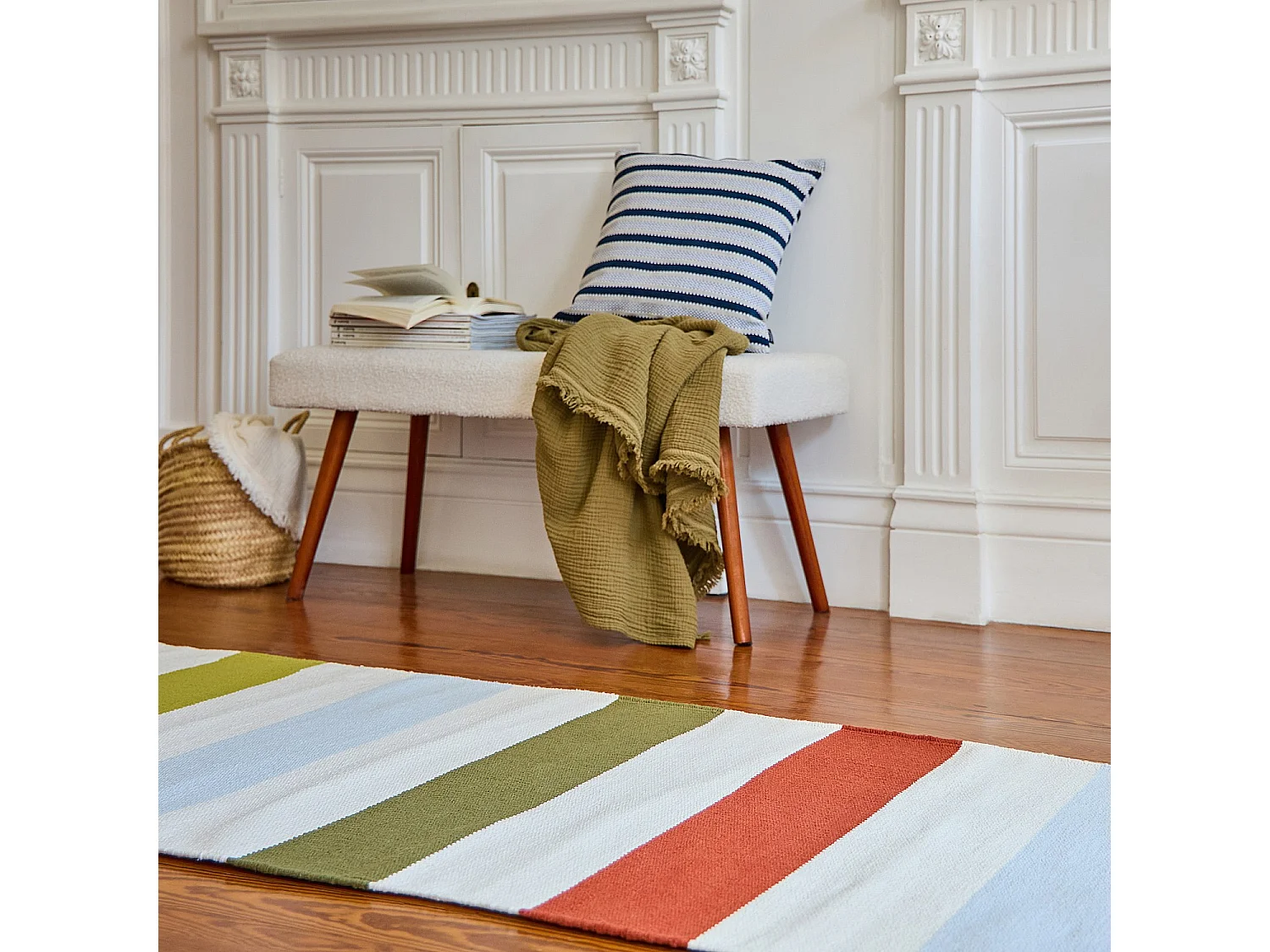 Habitat - Tapis tissé en coton - 75 x 180 cm - Vert kaki - Design by Floriane Jacques - Claudie