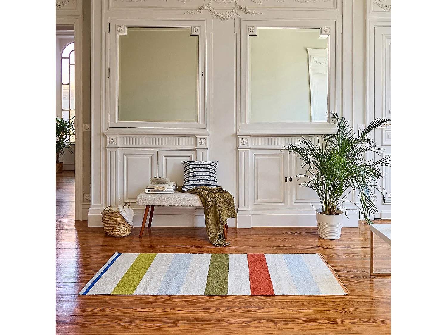 Tapis tissé en coton - 75 x 180 cm - Vert kaki - Design by Floriane Jacques