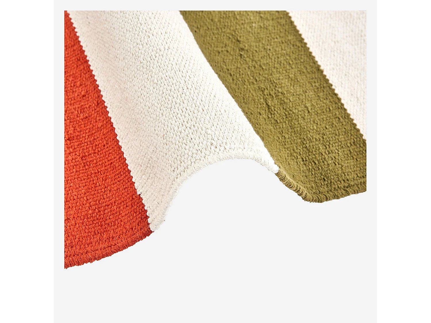 Tapis tissé en coton - 75 x 180 cm - Vert kaki - Design by Floriane Jacques