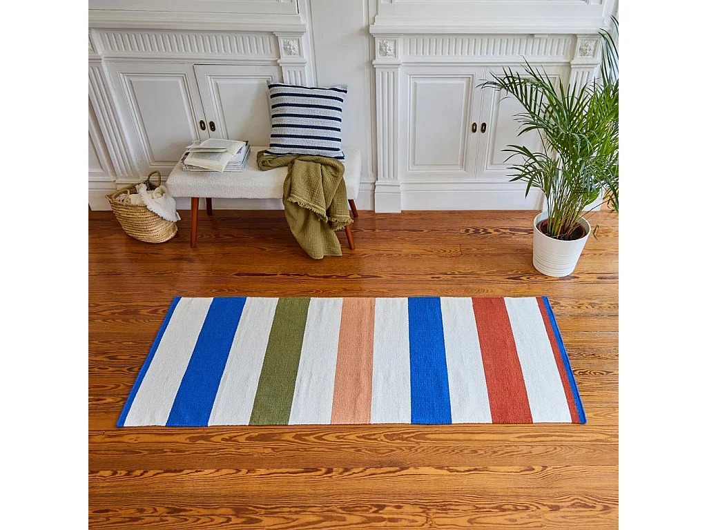 Habitat - Tapis tissé en coton - 75 x 180 cm - Bleu électrique - Design by Floriane Jacques - Claudie