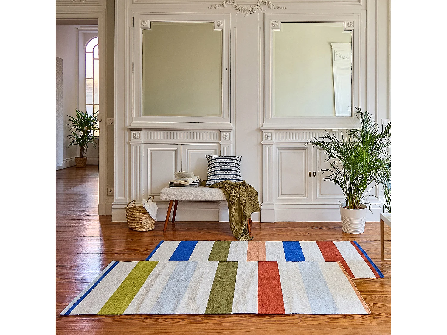 Tapis tissé en coton - 75 x 180 cm - Bleu électrique - Design by Floriane Jacques