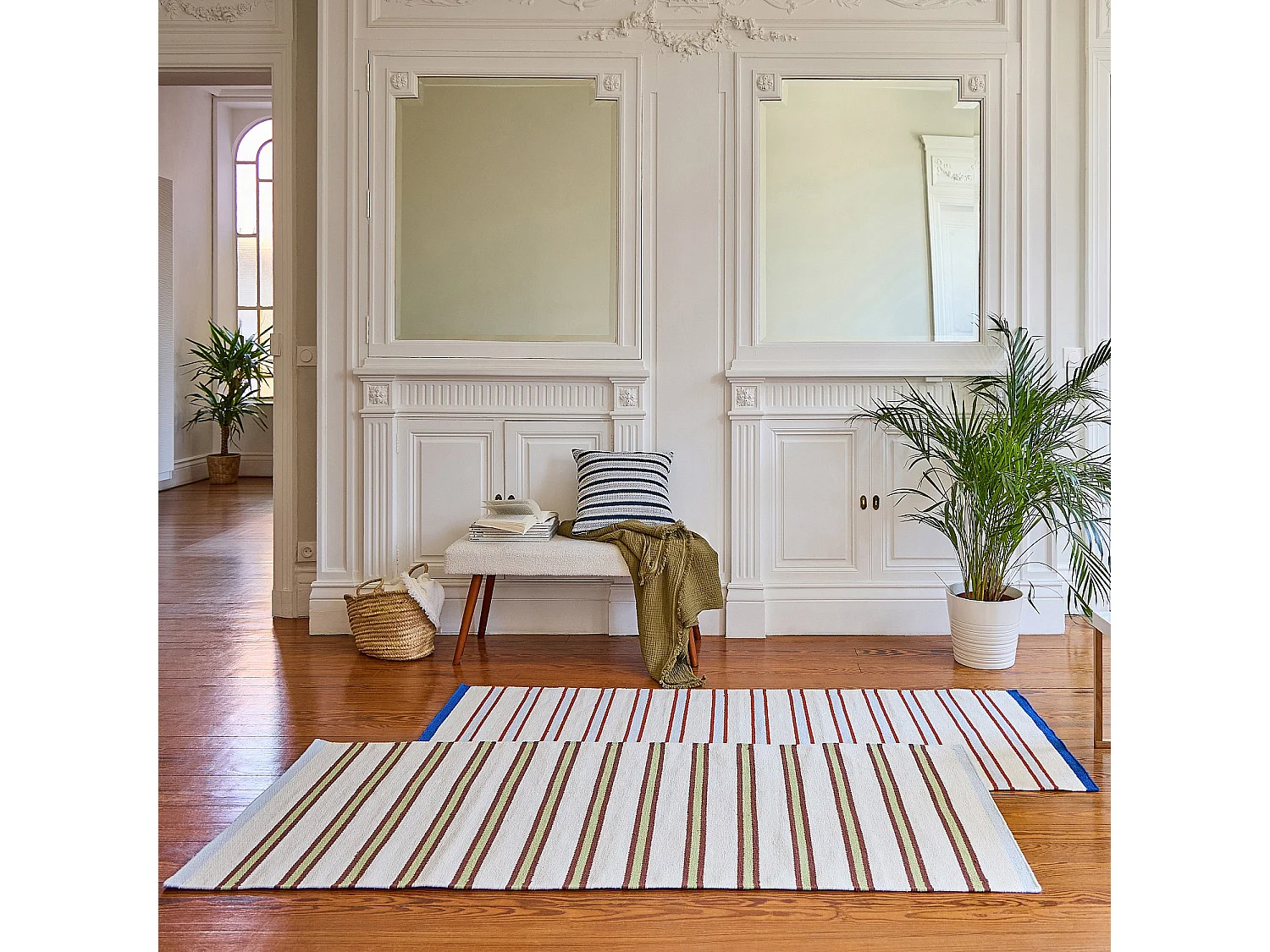 Tapis tissé plat en coton - 75 x 180 cm - Bleu ciel - Design by Floriane Jacques