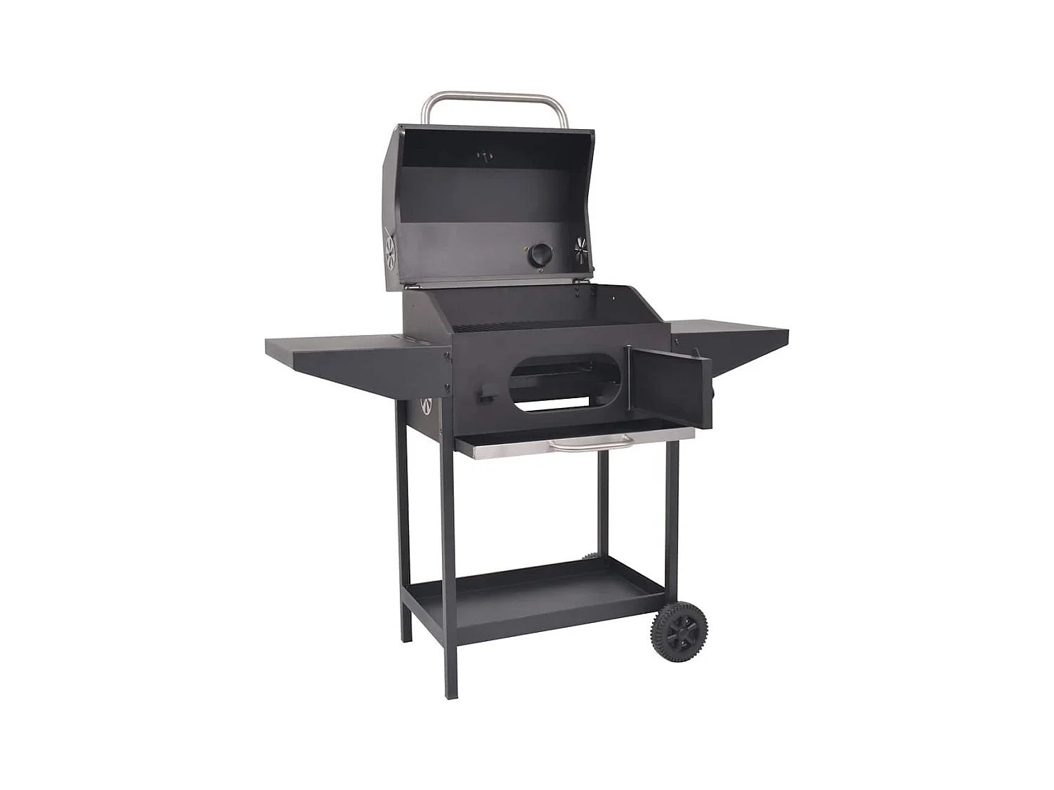 Barbecue au charbon de bois avec étagère inférieure Noir