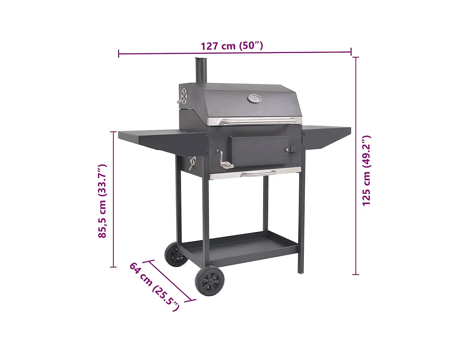 Barbecue au charbon de bois avec étagère inférieure Noir
