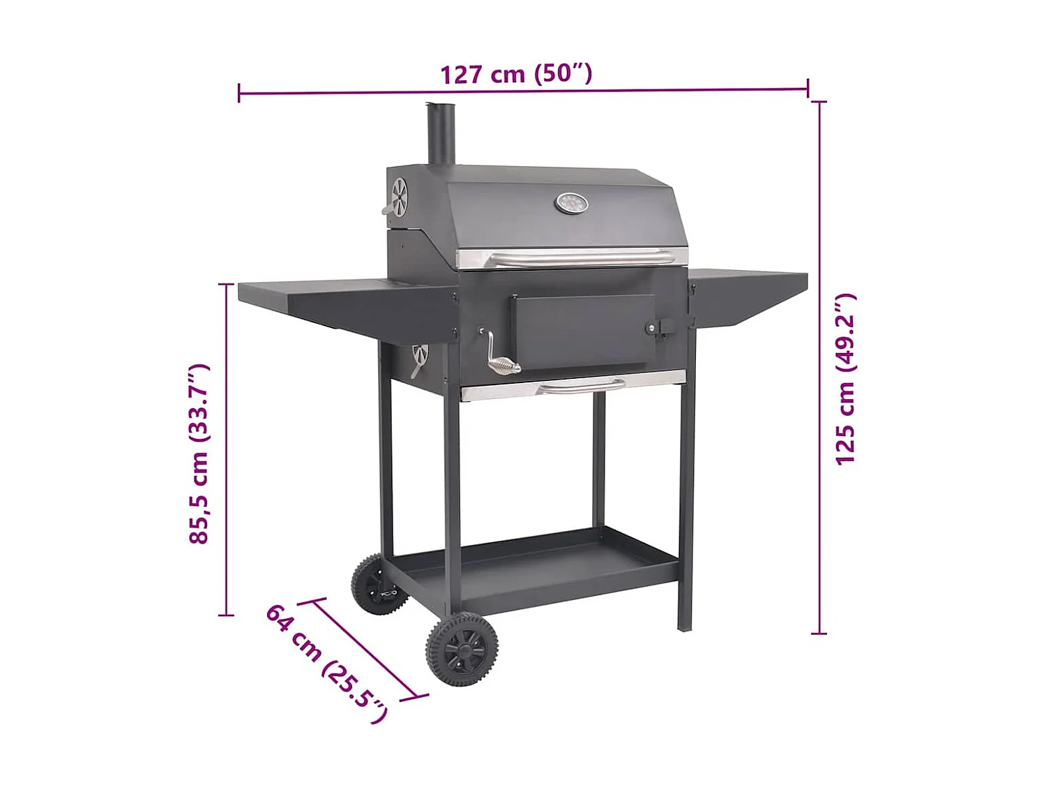 Barbecue au charbon de bois avec étagère inférieure Noir