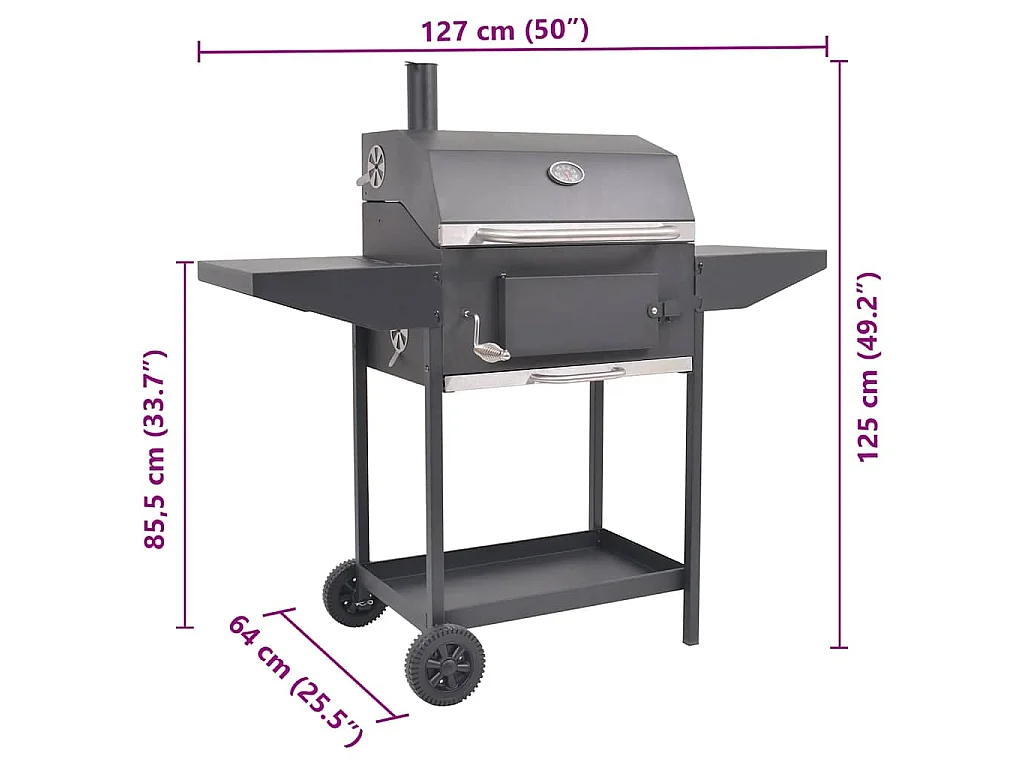 Barbecue a Carbonella con Ripiano Inferiore Nero