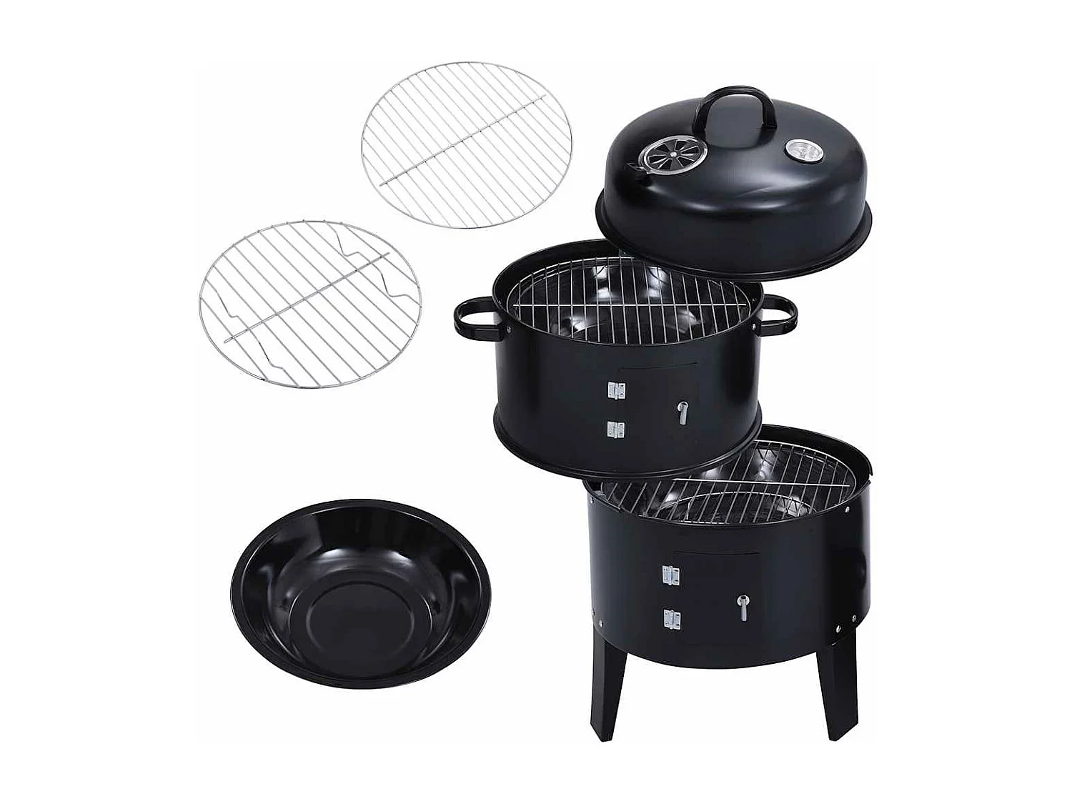 Gril barbecue au charbon 3 en 1 40x80 cm