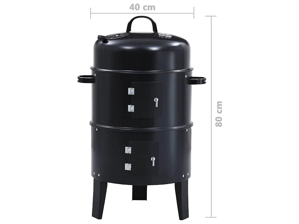 Houtskoolroker barbecue-grill 3-in-1 40x80 cm