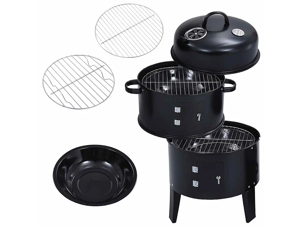 Houtskoolroker barbecue-grill 3-in-1 40x80 cm