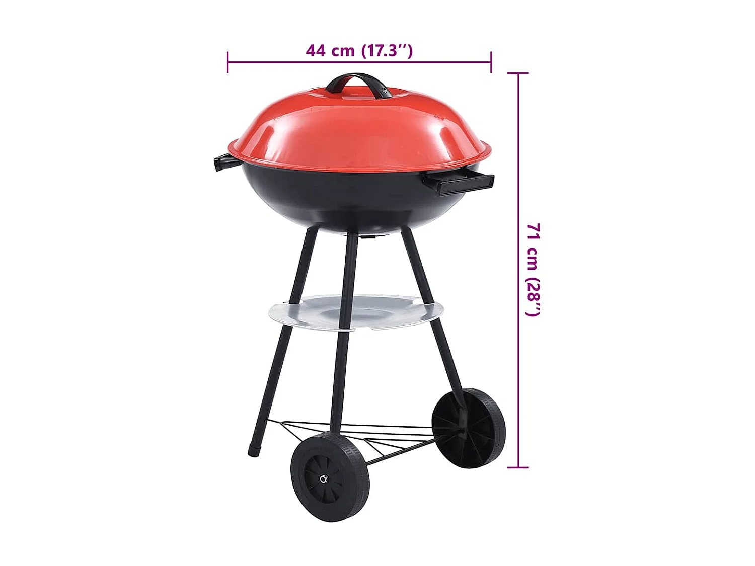 Barbecue portable XXL au charbon avec roues 44 cm