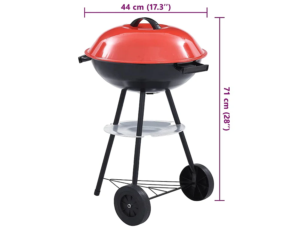 Kogelbarbecue houtskool met wieltjes XXL 44 cm