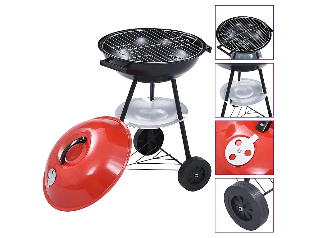 Barbecue portable XXL au charbon avec roues 44 cm