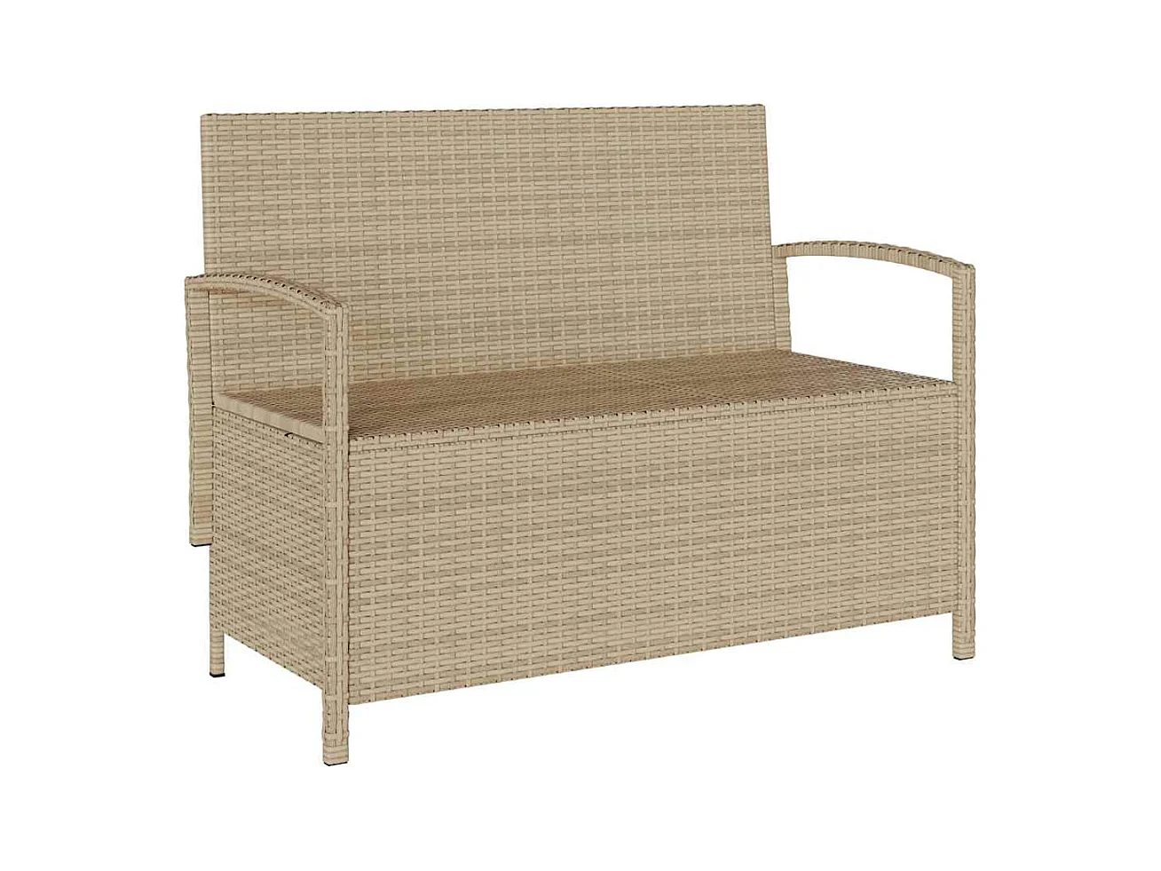 Banc de rangement de jardin avec coussin beige résine tressée